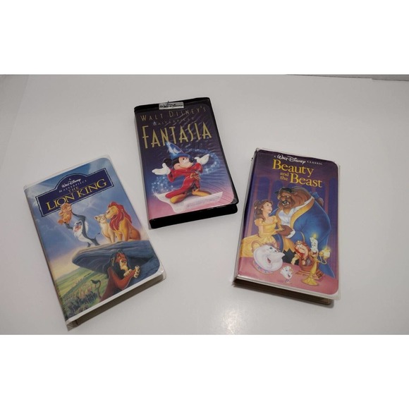 Disney VHS Bundle Set Beauty & The Beast, (Blk Diamond) Fantasia, Lion King